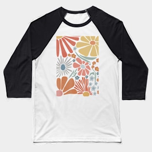 Colorful Summer Groovy Floral Baseball T-Shirt